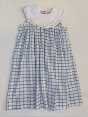 Claire & Charlie Blue and White Checked Dress with Yellow Floral Embroidery NWOT